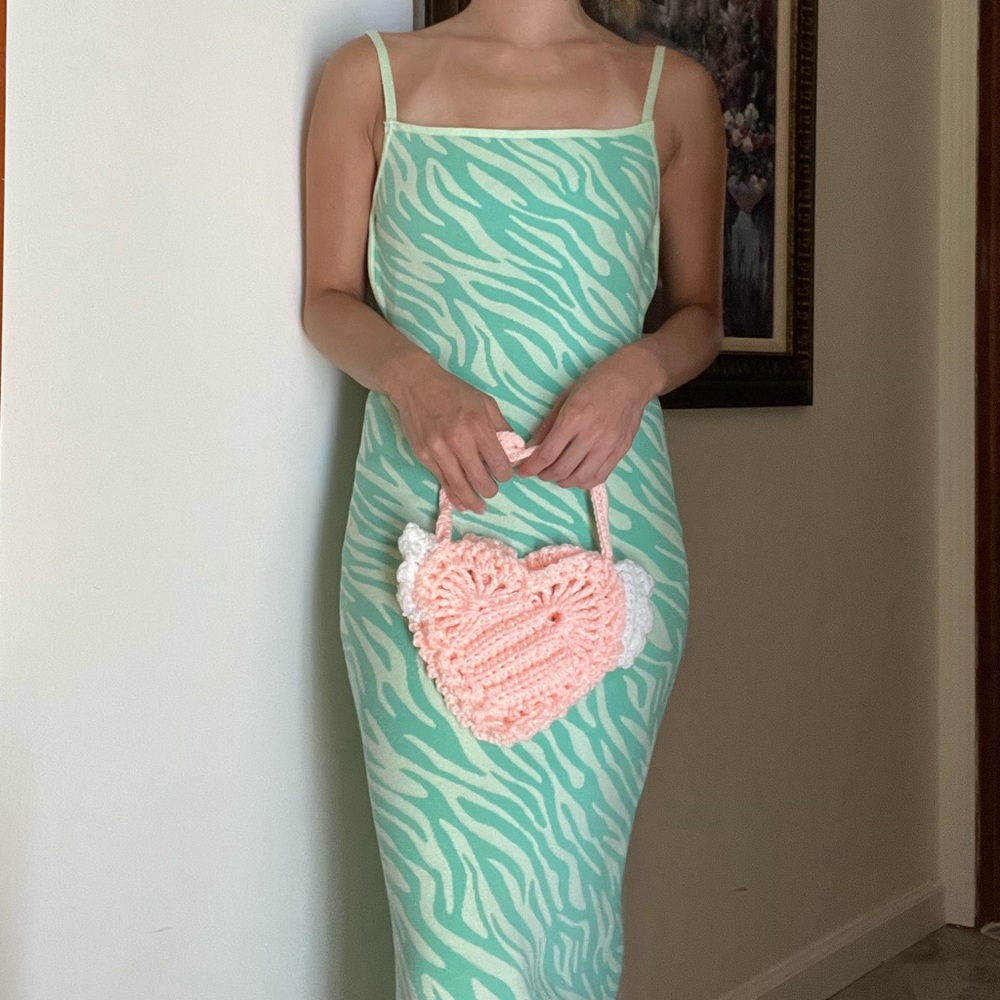 NWT green zebra knit Zara dress